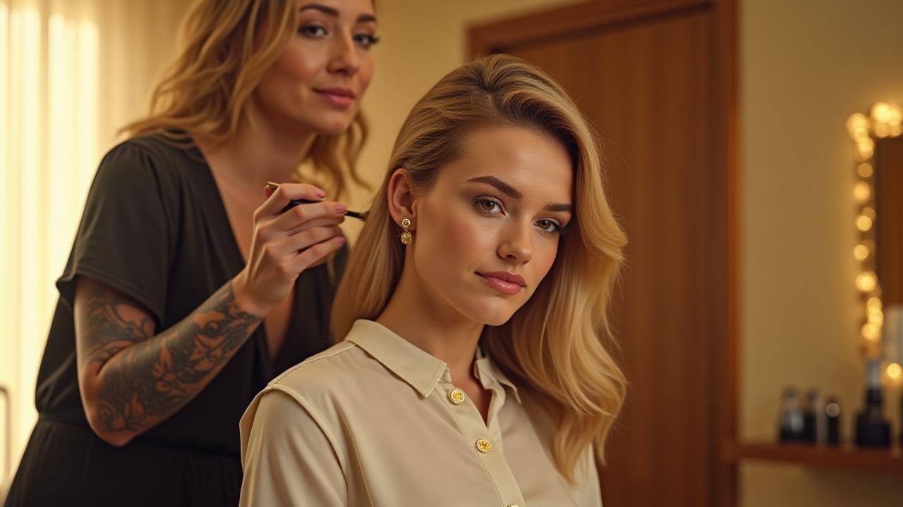 Стилист на Gilded Glam работи върху модерен балеаж